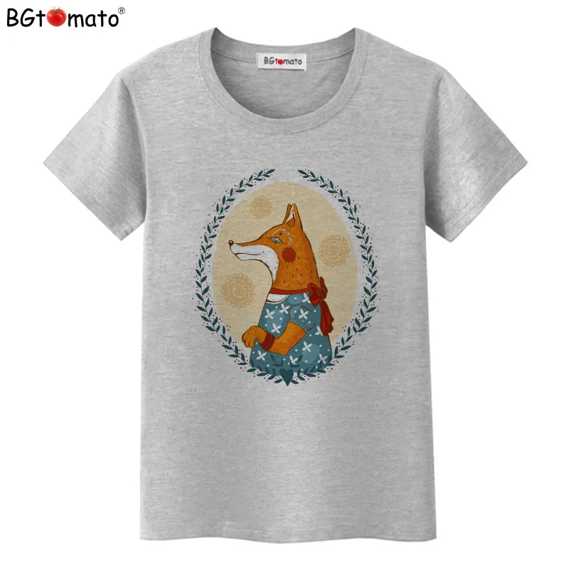 BGtomato T shirt Lovely fox cartoon funny t shirts Hot sale brand top tees good quality comfortable tshirt women