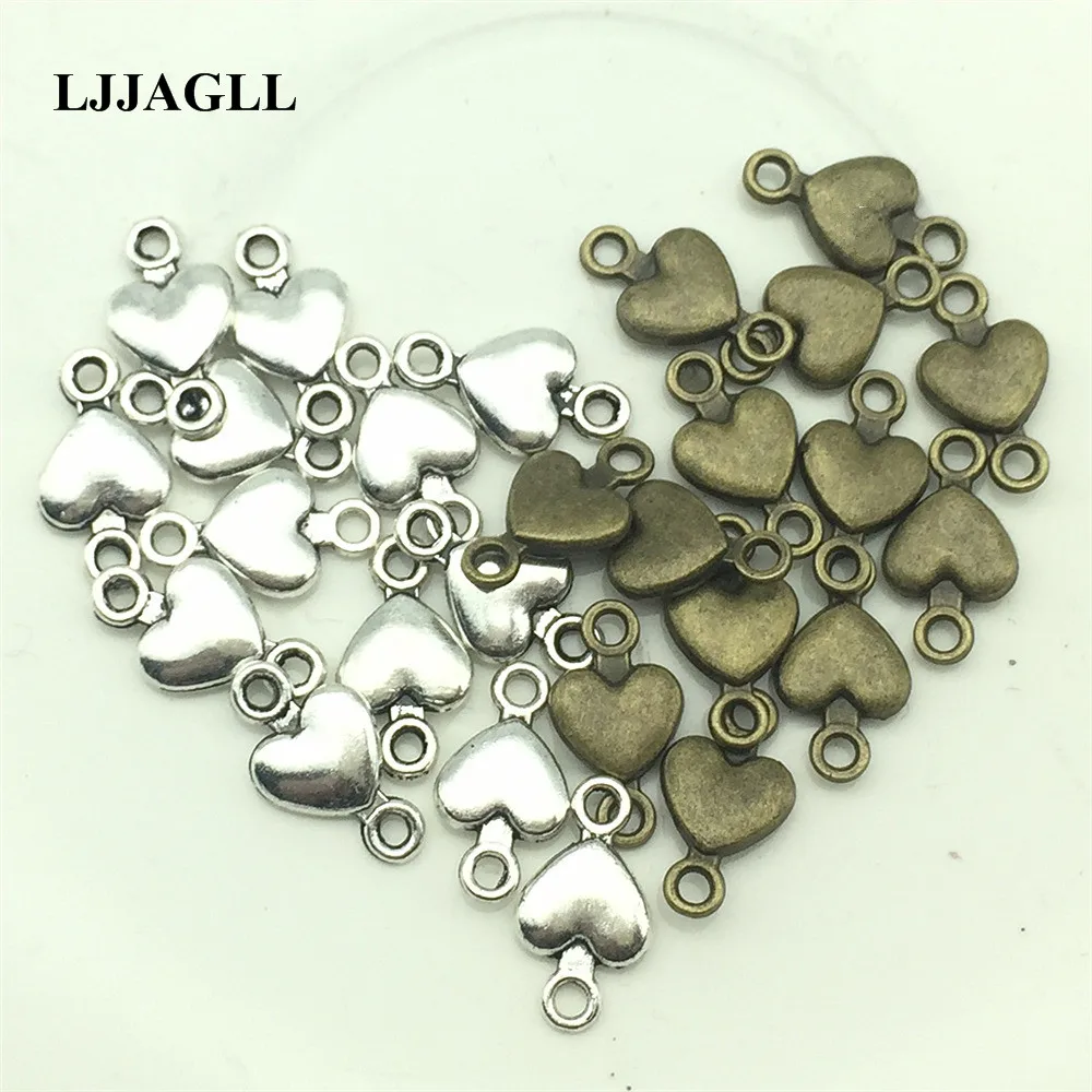 Zinc Alloy Jewelry Connectors 30PCS 8*15mm Tow Colors Peach Heart Charm Love Lover Jewelry Components Diy Making ALJQ008