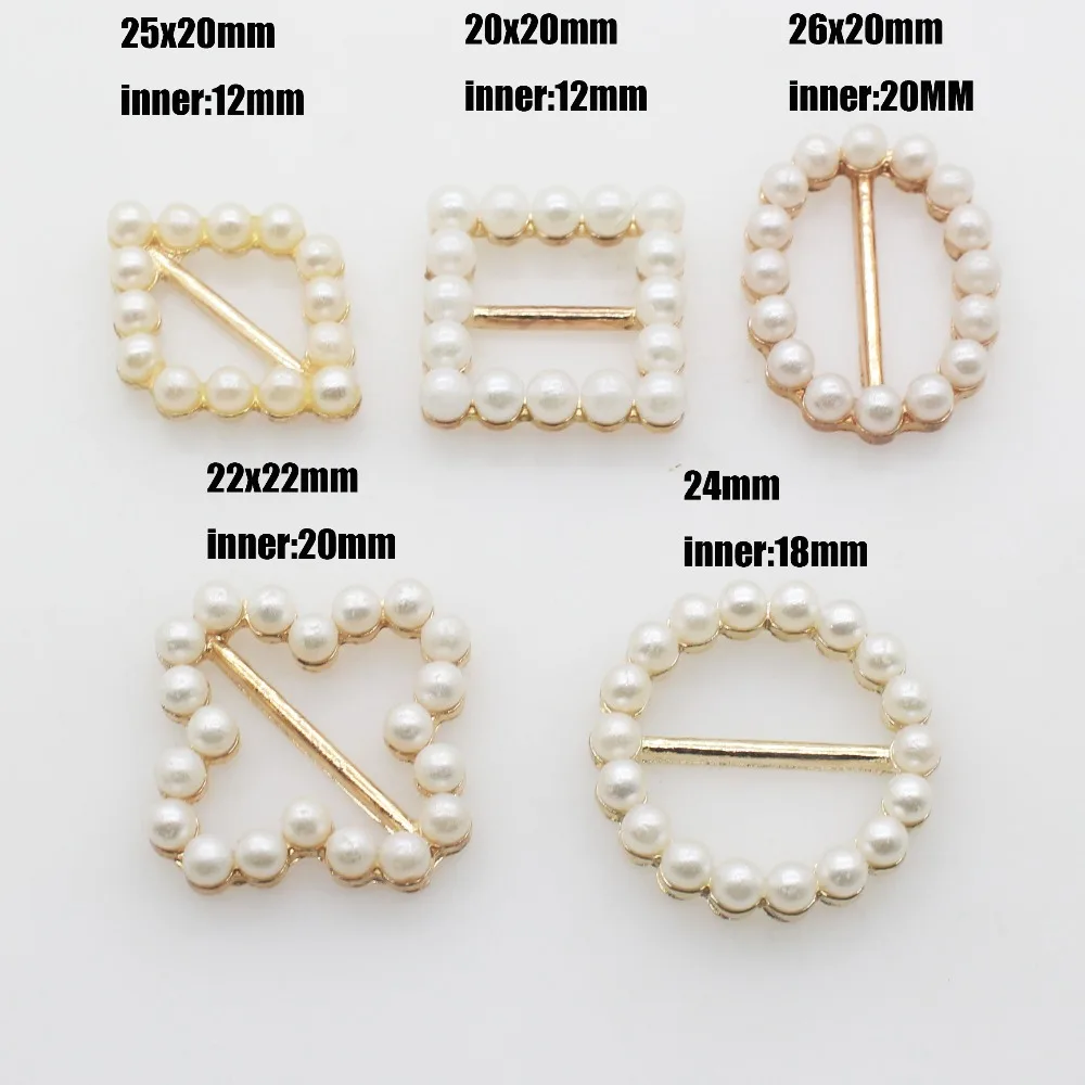 New 10pcs/lot White Ivory Pearl Ribbon Buckles Metal Slider invitations decoration for Wedding Card Hair Craft Accessories