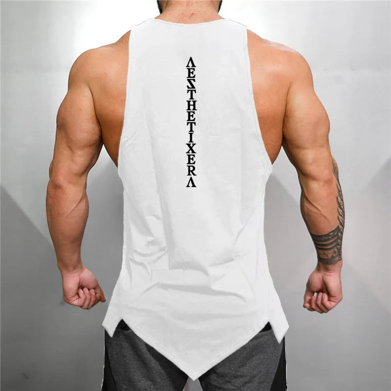 Brand Gyms Stringer Clothing Bodybuilding Tank Top Men Fitness Singlet Sleeveless Shirt Solid Cotton Muscle Vest Undershirt