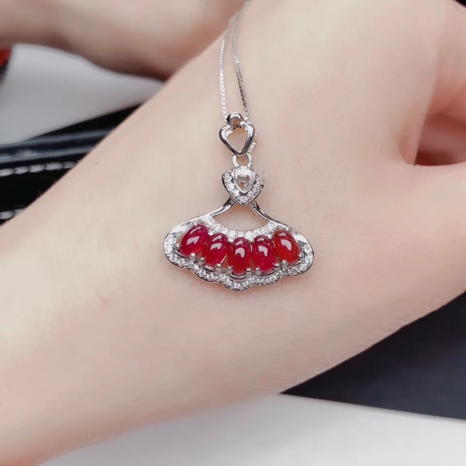 

fashion exquisite red Ruby gemstone necklace for women jewelry 925 sterling silver 100% natural gem girl birthday gift souvenir