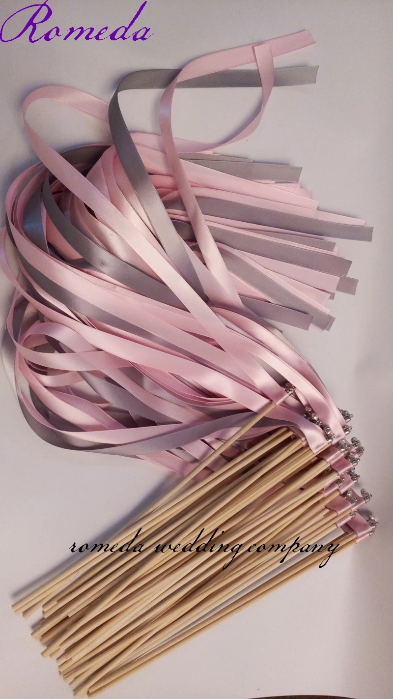 Hot seller 3 stain ribbon (pink +pink + grey) wedding wands stickers for party decoration