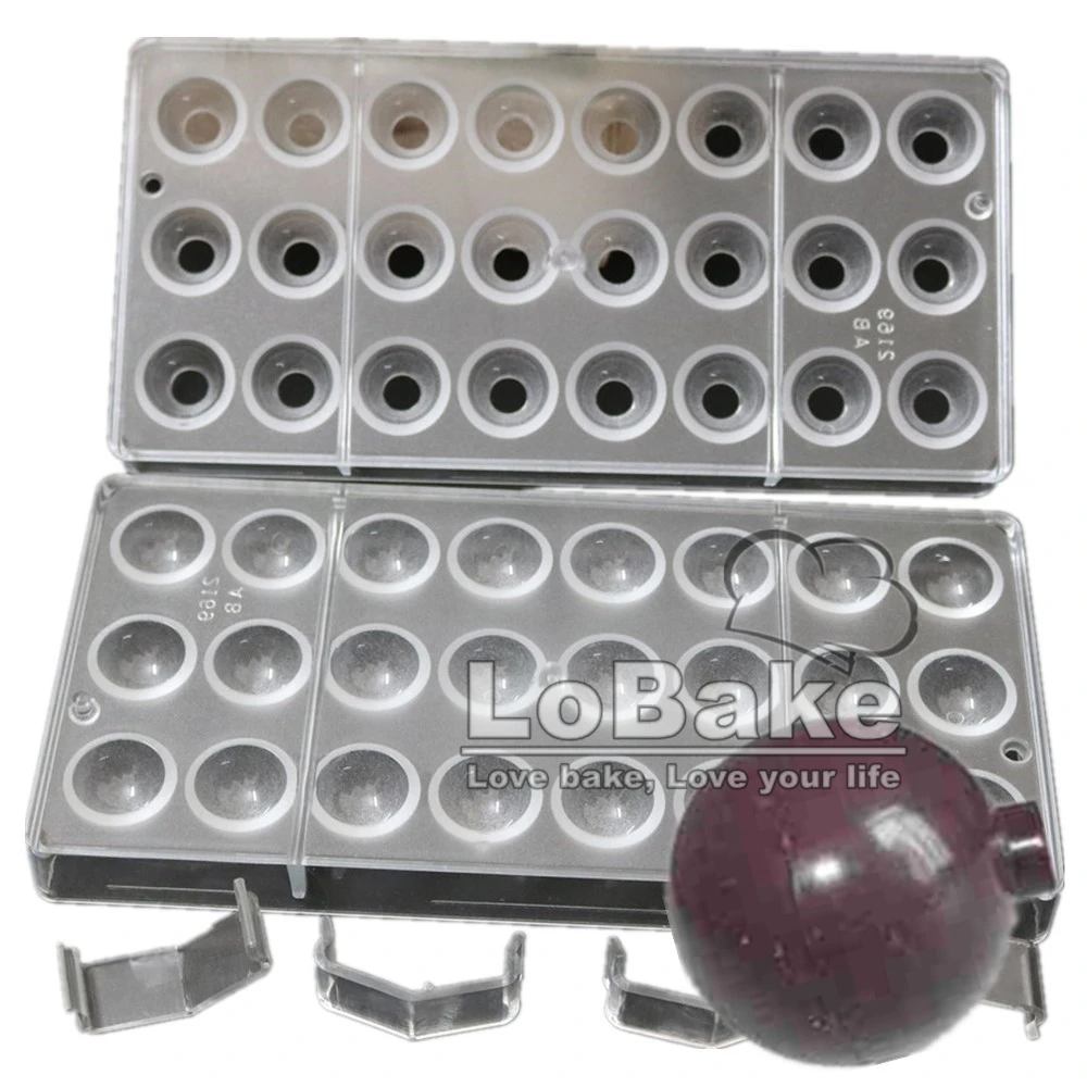 2pcs/set Round 2.5cm diameter Ball shape chocolate mould tray with a hole Poly-carbonate Sweet Candy Mould for cozinha