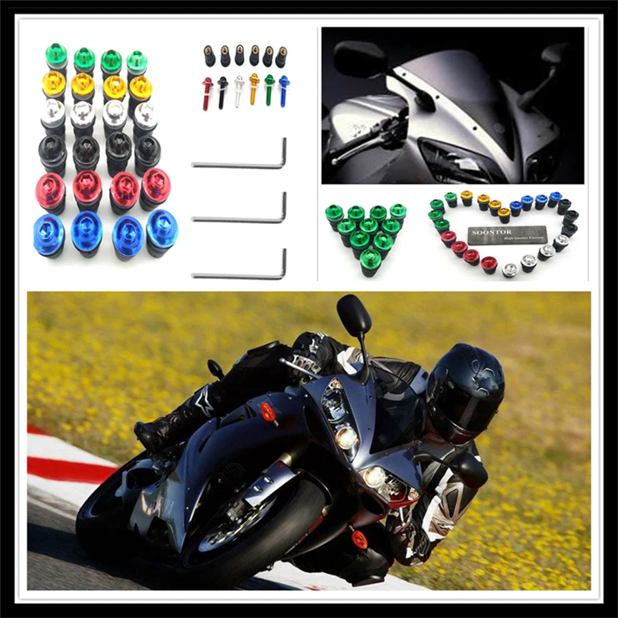 10PCS red Motorcycle Screw Kit BOLTS Windscreen Windshield Bolt Screws for YAMAHA 1300 RACER 400R FZ6R YBR 125 L E TTR250