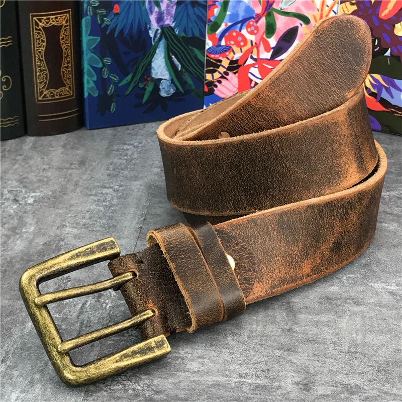 Super Wide 4.2CM Luxury Thick Genuine Leather Men Belt Double Buckle Belt Ceinture  Leather Belt Men Jeans Trouser Belt MBT0018