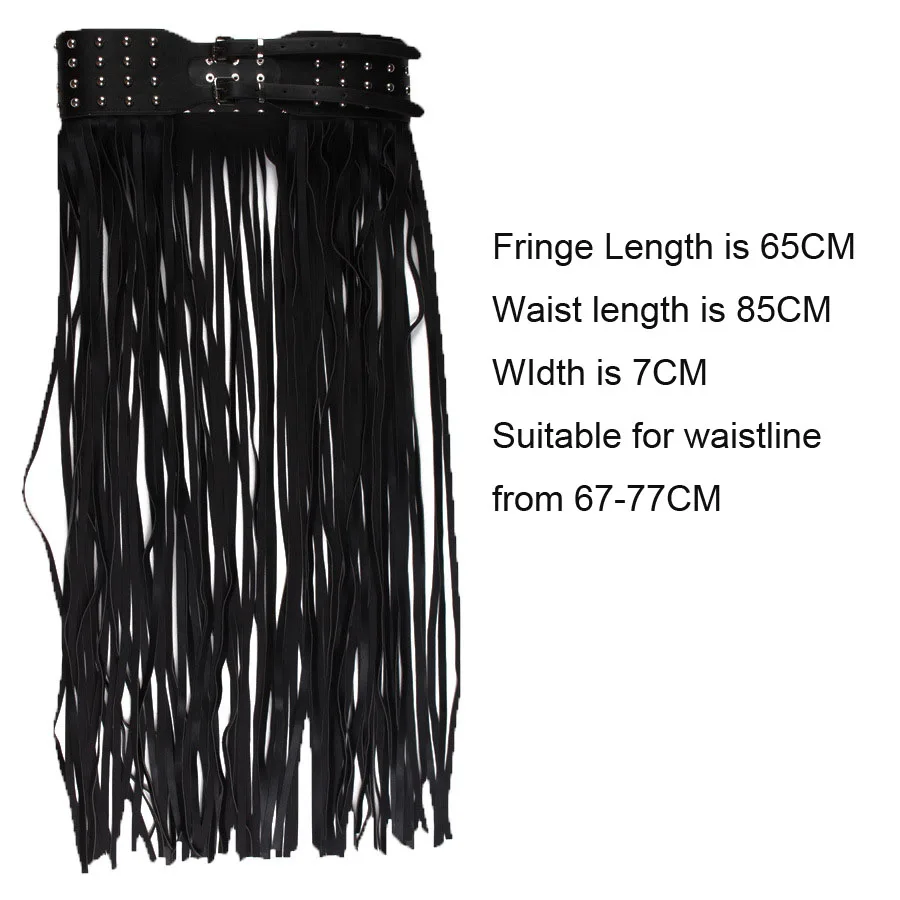 

European Vintage Punk Rivet Style PU Super Wide Dress Belt Women Leather Long Fringe Corset Cummerbund Ladies Casual Waist Belts