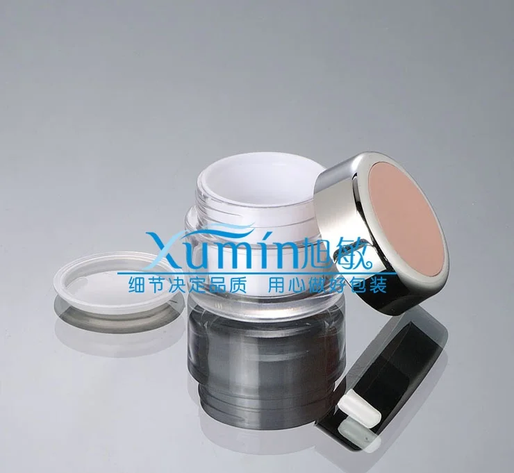 

50PCS 20g acrylic white cream jar with light pink lid, 20 grams cosmetic jar , wholesale plastic 20 g packing for sample