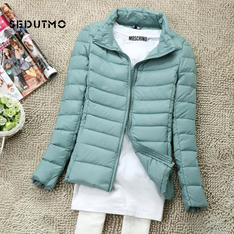 SEDUTMO ผู้หญิงฤดูหนาวลงเสื้อแขนสั้น Ultra Light Down แจ็คเก็ต Slim Puffer แจ็คเก็ตฤดูใบไม้ร่วง Parkas ED660