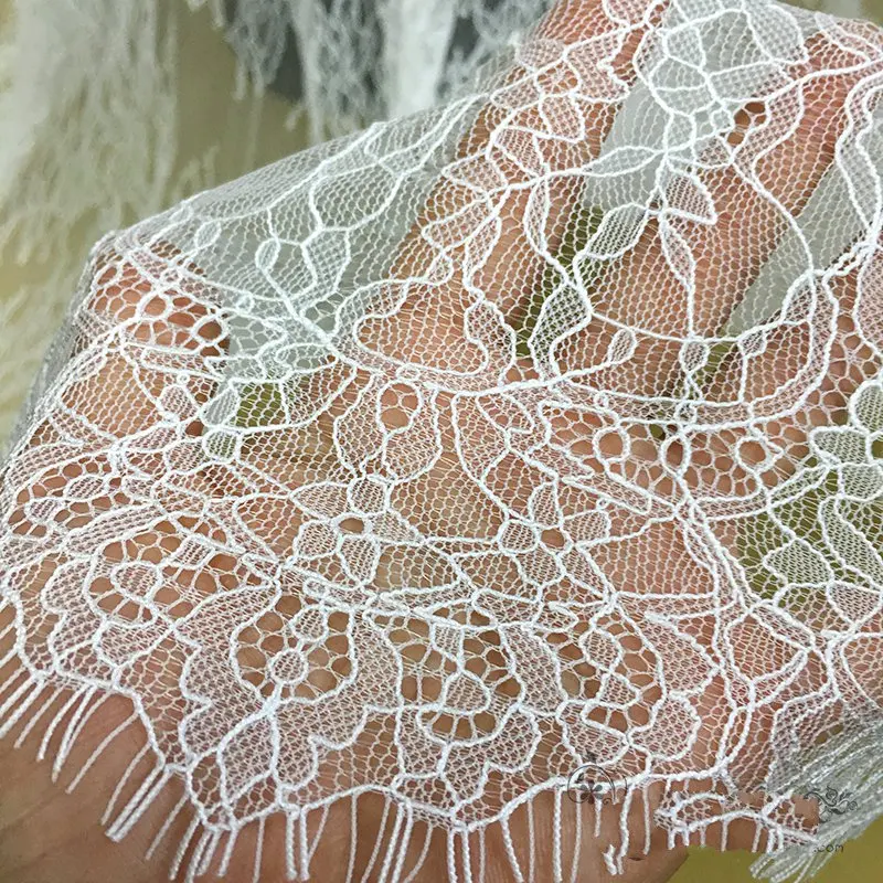 GLace 3M/Lot  Exquisite French Eyelash Lace Fabric Lace Embroidery Clothes DIY Wedding  Dress Accessories TX1022