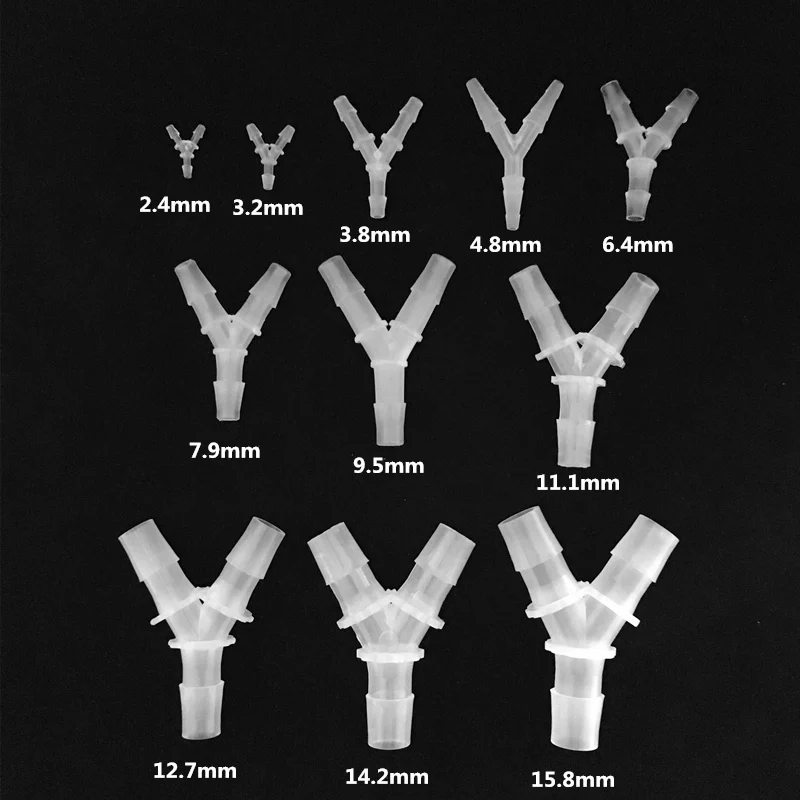 5Pcs/Pack 2.4mm-15.8mm Plastic 3 Ways Hose Joiner Y Connector Adapter