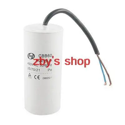 

CBB60 Polypropylene Film 80uF 450V AC SH Motor Run Capacitor White