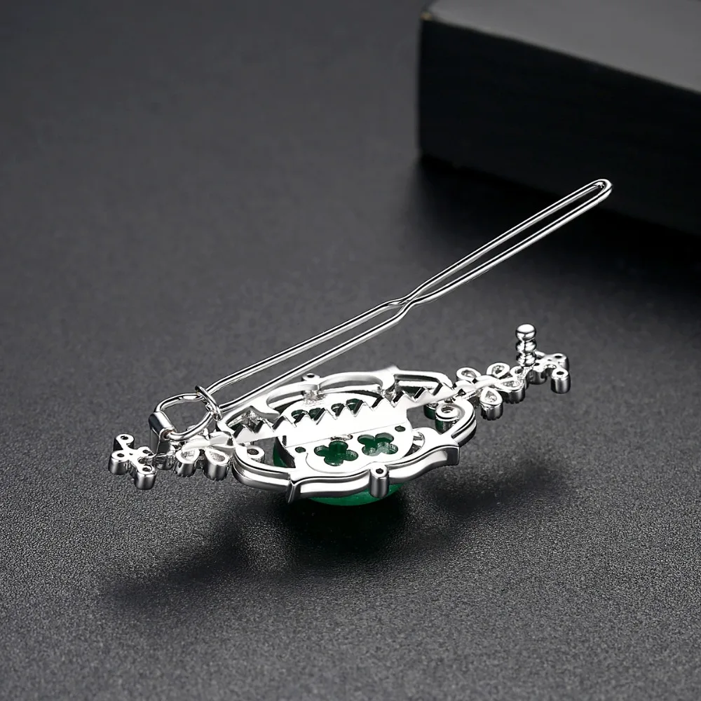 LUOTEEMI Green Jade Color Vintage Hair Pins Luxury Cubic Zirconia Bridal Wedding Hair Clip Elegant Women CZ Hair Accessories