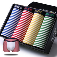 4PCS/Lot Men Underwear Cotton Breathable Soft Underpants Male Striped Boxer Shorts Sexy Boxers Plus size L,XL,XXL,XXXL For Men