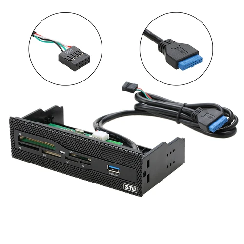 Imagen 2 del producto Lector de tarjetas internas de 5,25 "", tablero multifunción multimedia, Panel frontal de PC, USB 3,0, compatible con CF XD MS M2 TF, lector de tarjetas SD inteligente