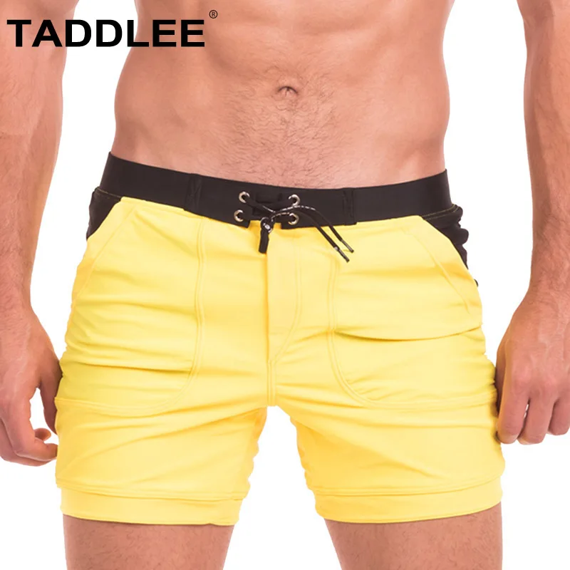 Taddlee Brand Sexy Men's Swimwear Swimsuits Men Swim Boxer Briefs Bikini Solid Basic Long Swimming Trunks Board Surfing Shorts