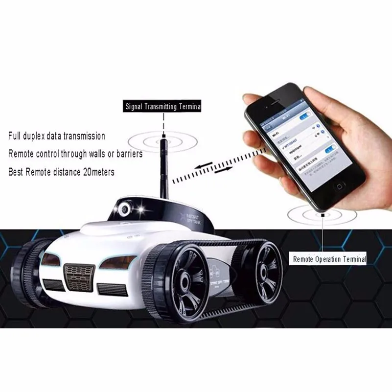 Tank Speelgoed Met Mini Camera Telefoon Wifi Remote Intelligente Real-Time Transmissie Video Auto