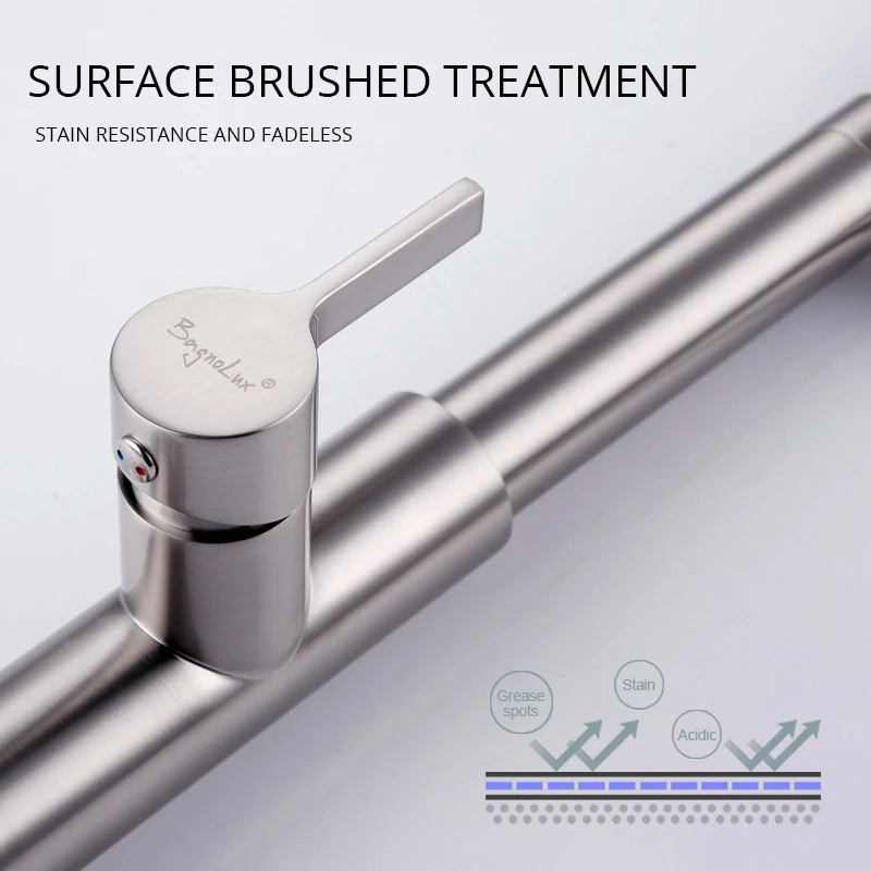 Premium Deck Mounted Pre-Rinse Pull-Down Kitchen Sink Mixer Faucet Taps with Gooseneck pull out Spray Single Lever Metal Handle