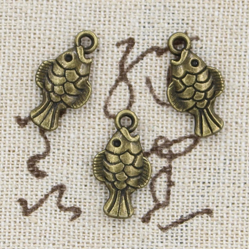 30pcs Charms Double Sided Fish 19x10mm Handmade Pendant Making fit,Vintage TibetanBronze,DIY For Bracelet Necklace