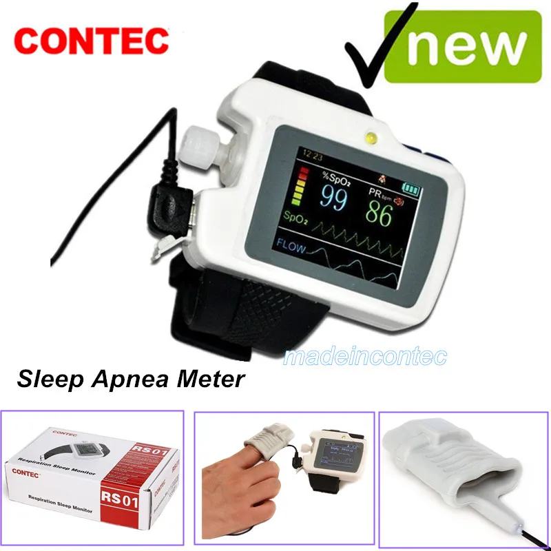 Contec Respiration Sleep Monitor Spo2,Pulse Rate,Nose Air Flow Measure,Sleep Apnea Screen meter CMS-RS01