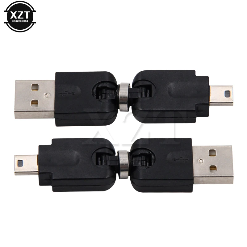 

High Quality 1pcs Mini 5 Pin Male To USB 2.0 Type A Male 360 Degree Rotation Angle Adapter Adaptor for Car MP3 USB Port