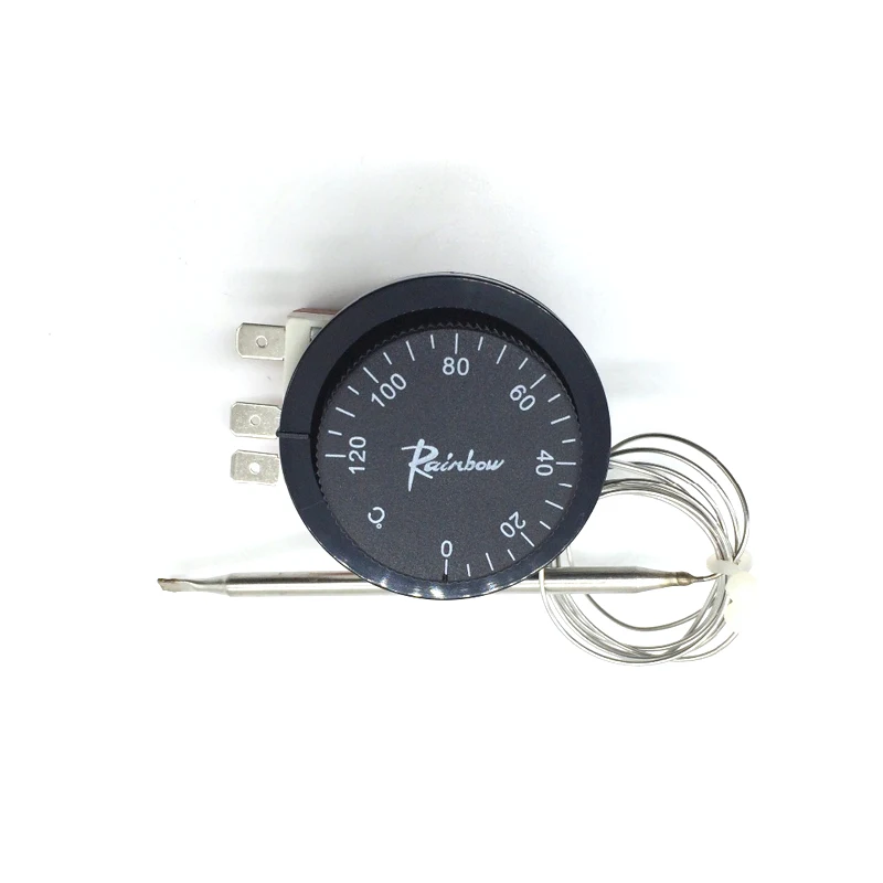 0-120°C Korea Rainbow Capillary Adjustable Thermostat - 3 pin Tempering Switch 3-feet Temperature Controller for Frier TS-120SR