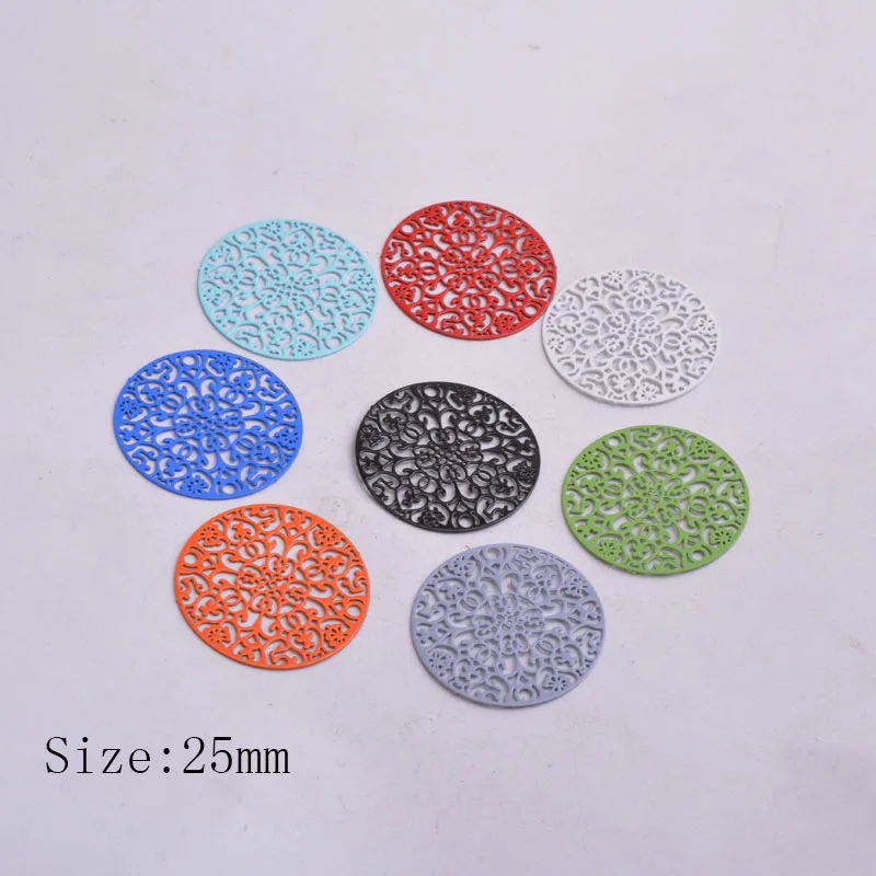 50 Stück AA3212 25mm Bunte Runde Blumen-Verbinder aus Messing, bemalt, Estampes rondes Charms für DIY-Schmuckherstellung – Detail 9