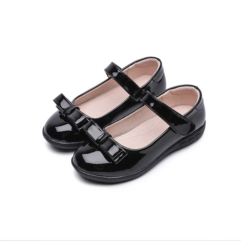 2019New Girls Black School Shoes Kids Princess Shoes For Dancing And Party Children Student Leather Shoes Girls 5 6 7 8 9 10-16T