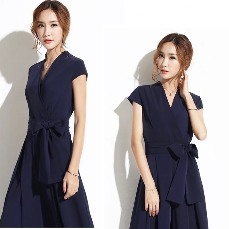 Đồng Màu Jumpsuit Mùa Hè 2019 Nữ Cột Dây Áo Liền Quần Paysuits Ống Rộng Thanh Lịch Liền Quần Cho Nữ 2019 DD2118