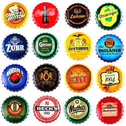 35CM Beer Bottle Cap Retro Plaque Metal Tin Signs Cafe Bar Pub Signboard Wall Decor Vintage Nostalgia Round Plates Art Poster