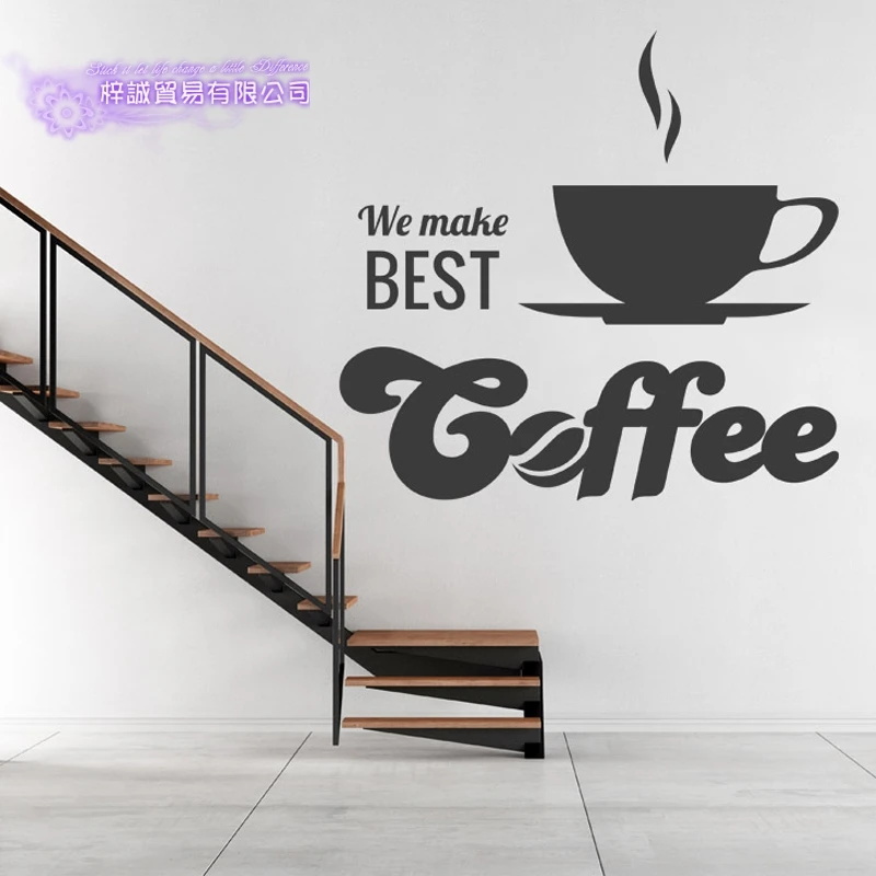 Coffee Sticker Best Decal Cafe Poster Vinyl Art Wall Decals Pegatina Quadro Parede Decor Mural Coffee Sticker