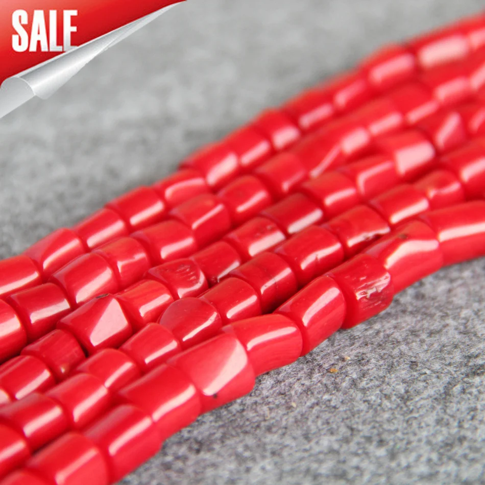 

8-10mm Naturally Red Coral Sea Bamboo Beads For Jewelry Making DIY Necklace Bracelet Cylindricality Design Wholesale