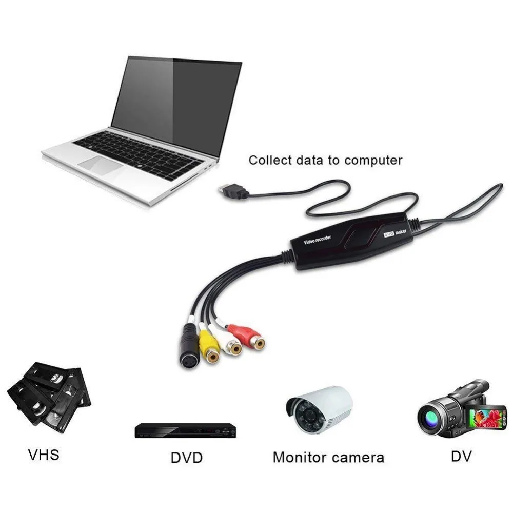 DIGITNOW! Video Capture Card Transfers Hi8 VHS to Digital DVD for Windows 10/Mac, Video Grabber with Scart/AV Adapter