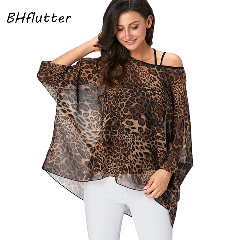 BHflutter-Blusa informal de Chifón con manga de murciélago para verano, camisa con estampado a rayas, talla grande 4XL, 5XL, 6XL, 2019