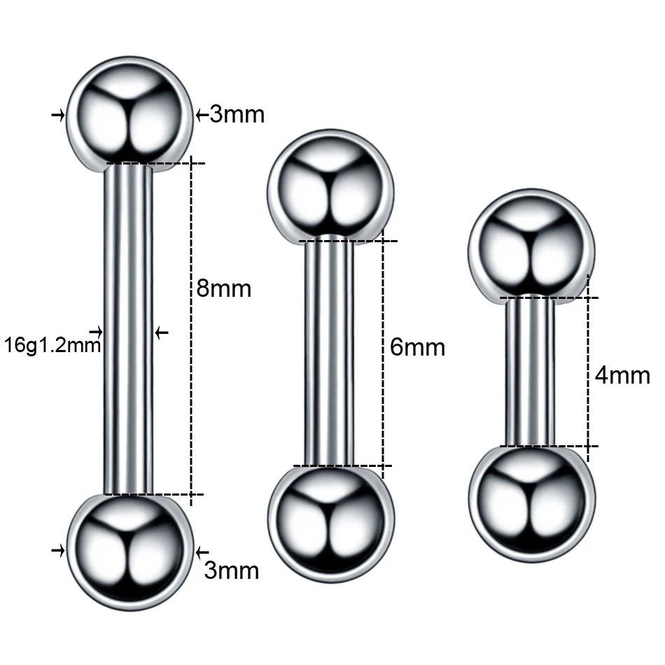 1PC G23 Titanium Fashion Round Ball Barbell Ear Stud Earrings Tragus Conch Helix Orelha Cartilage Piercing Jewelry 16G