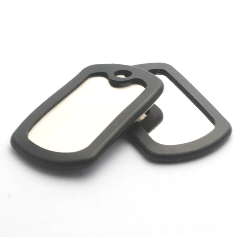 2pcs Black Dog Tag Necklace Silica Gel Protective Cover Findings Stainless Steel Dog Card Silencer Ring Accessories N64