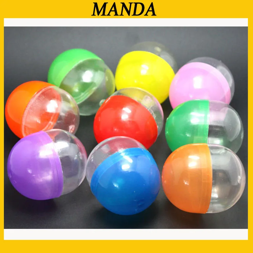 47*56mm Plastic Capsule Toy Capsules For Vending Empty half Transparent Half Colored Plastic Toys Ball  100pcs/Lot Free Shipping