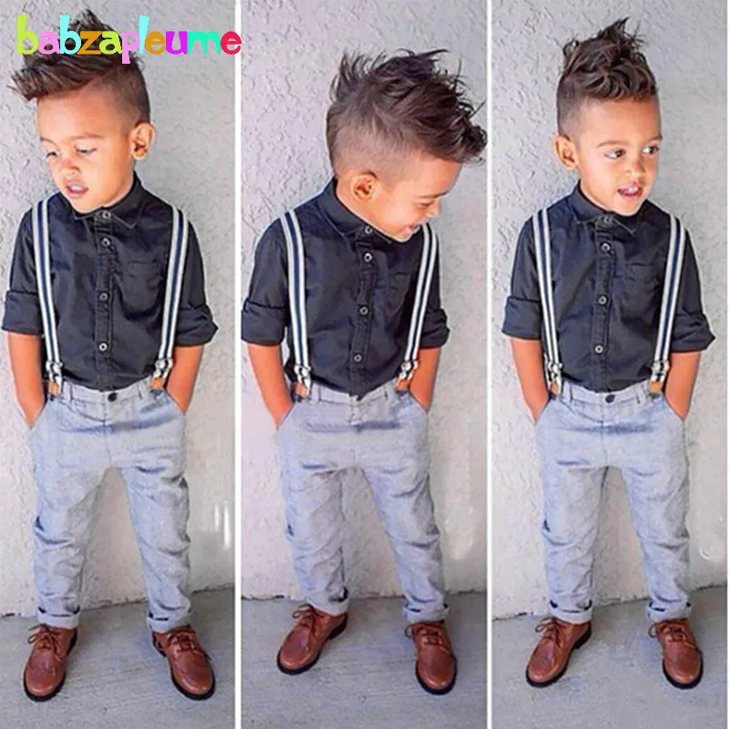 

2PCS/0-5Years/Spring Autumn Gentleman Baby Boys Suits Children Clothing Sets Casual Shirt+Blue Pants Fashion Kids Clothes BC1108