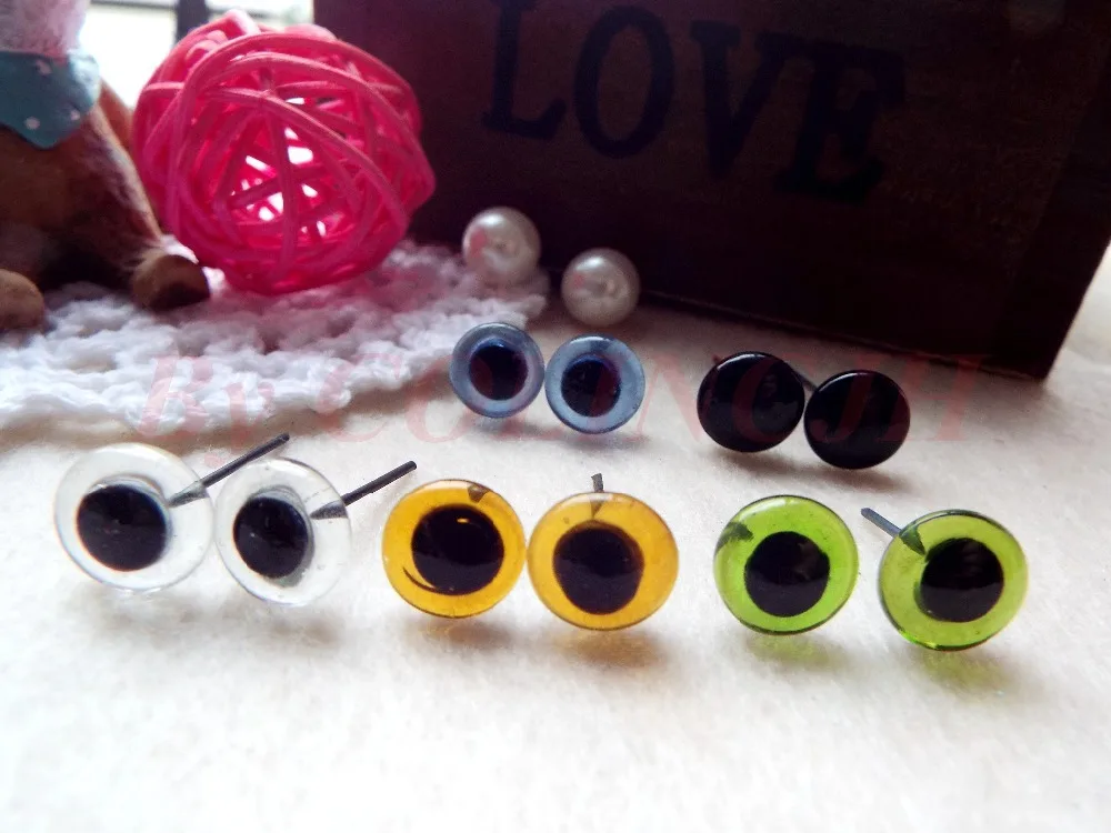 Hot Sale! 20pcs/lot Mix-Color Glass Eyes 3mm-12mm 5 colors