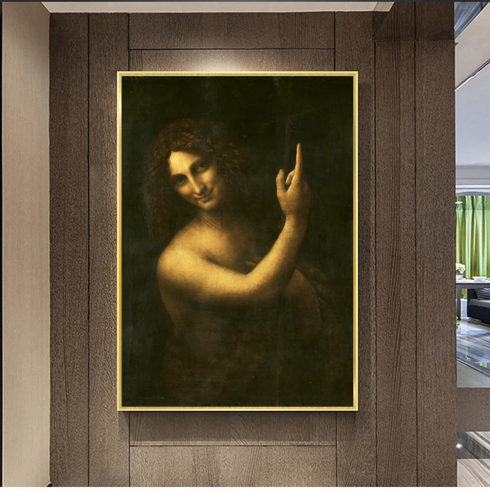 

St. John the Baptist Canvas Paintings Reproductions Leonardo Da Vinci Famous Canvas Art Prints Home Decor Wall Art Pictures