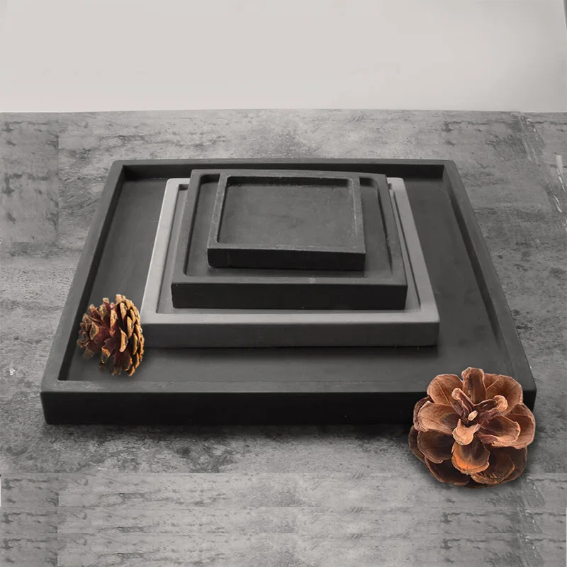 Forma quadrada bandeja de concreto molde de silicone molde de argila artesanato molde vaso de cimento diferentes tamanhos bandeja molde de gesso