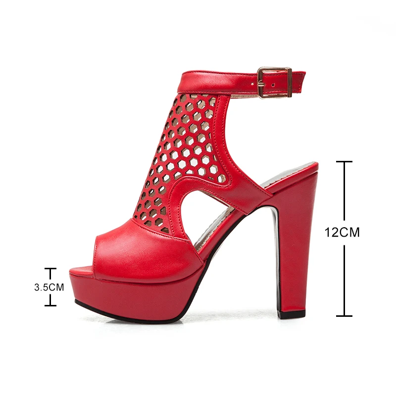 New Sexy Gladiator Sandals Women Mesh Hole Peep Toe Shoes Hollow High heels Female Boots Summer Botas mujer zapatos size 34-48