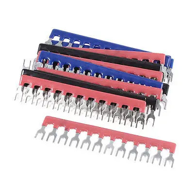 15pcs 400V 10A Fork Shape 12 Positions Barrier Terminal Block Strip