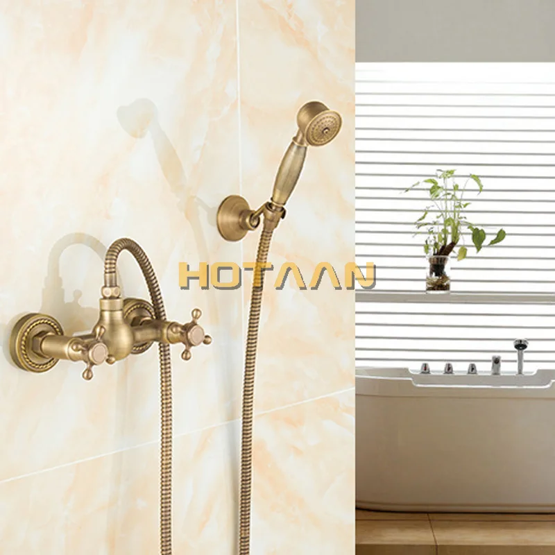 . Antique Brass Bathroom Bath Wall Mounted Hand Held Shower Head Kit Shower Faucet Sets YT-5345-A