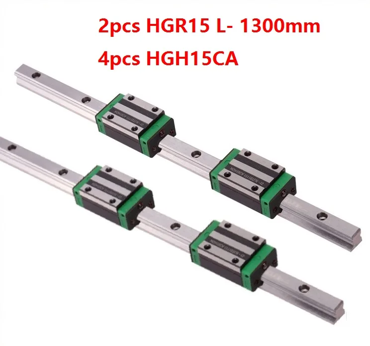 2pcs China made HGR15 L- 1300mm linear guide/rail + 4pcs HGH15CA linear narrow blocks for CNC router parts