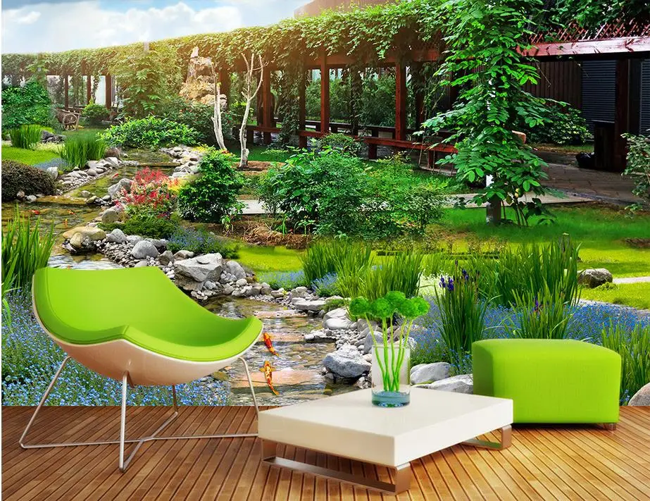 

3d customized wallpaper custom 3d wallpaper Garden park 3D landscape background painting 3d wallpaper for room