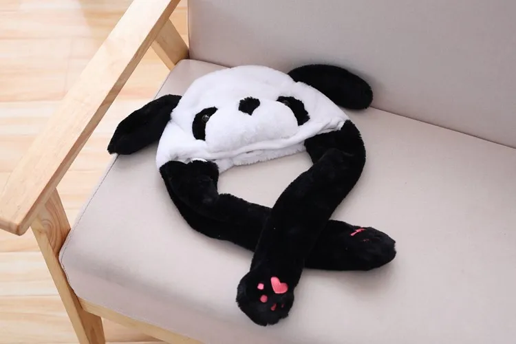 Cute panda Shaped Hat Plush Toy Headwear Playtoy Ear Up Down Toys Caps Doll Joke Tricks for Kids Girl Girlfriend