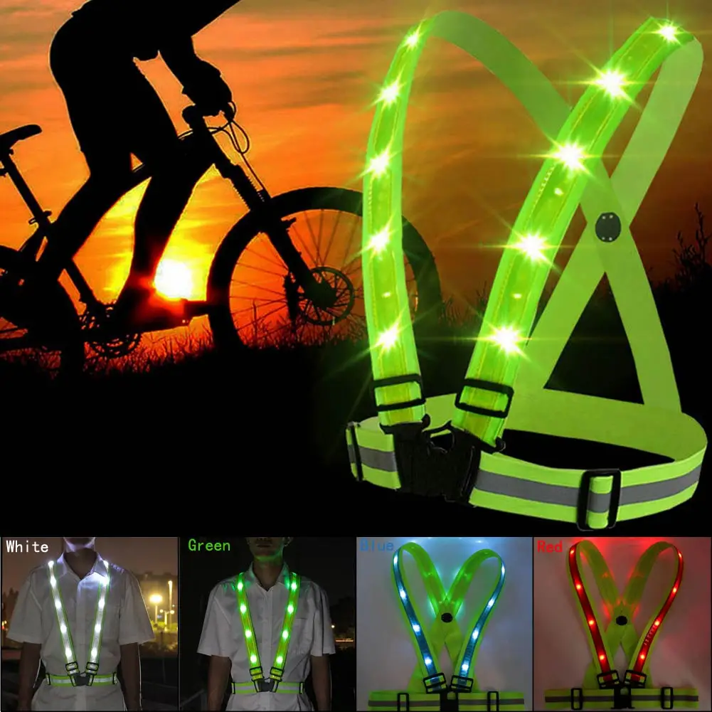 Novelty Running Cycling LED Reflective Belt Vest USB Rechargeable Adjustable Belt Safety Work Light night outdoor activity