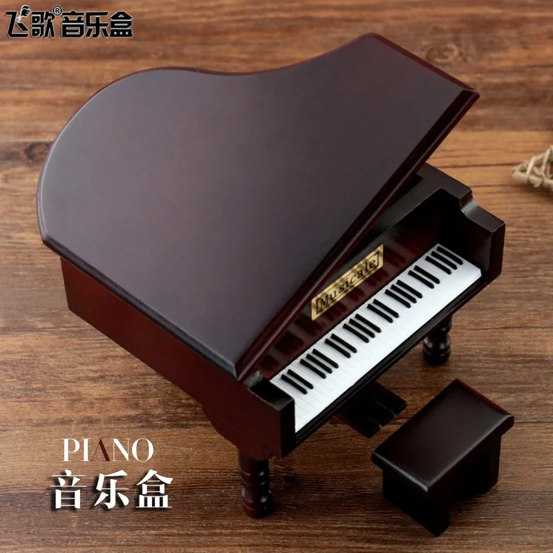 Decor Music Boxes Mini Constellation Hand cranked Wooden Simulated Piano Golden Movement Music Box Creative Gift