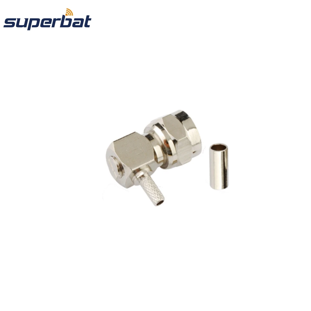 Superbat 10pcs 75 ohm F Crimp Male Right Angle RF Coaxial Connector for Cable RG179 ,RG174, RG178,RG316,LMR100