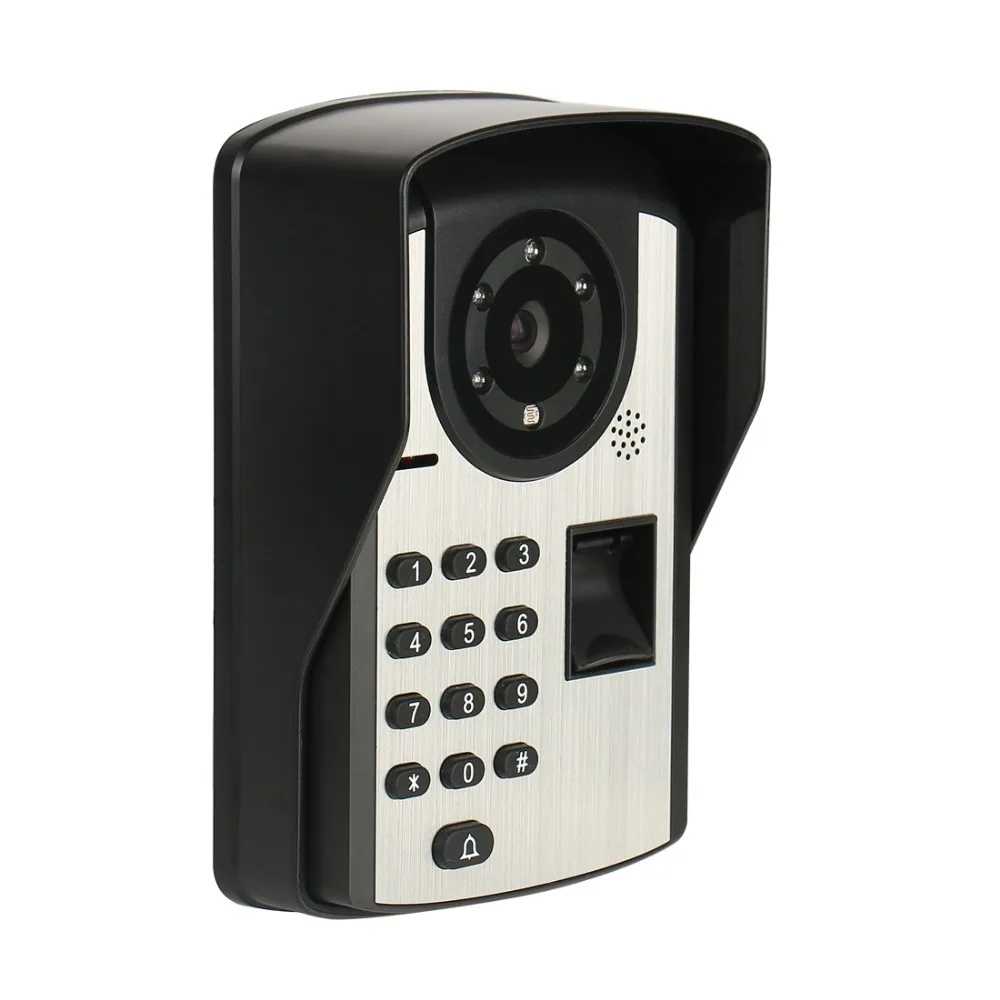 Video Intercom 7\'\' Wired Video Door Phone Fingerprint IR Night Vision Password Unlock Camera Waterproof